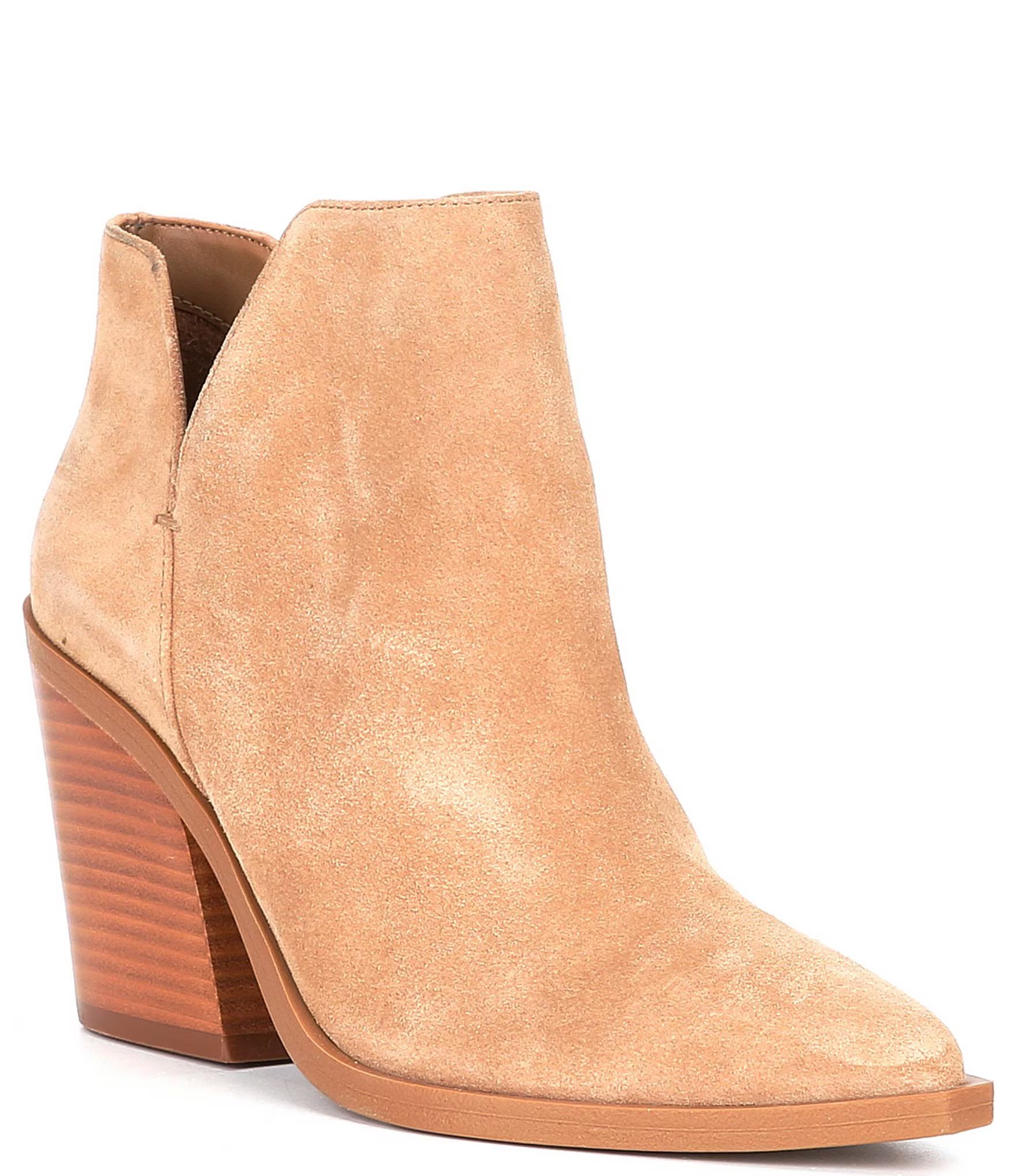 Huttsen Suede Stacked Heel Shooties | Dillard's