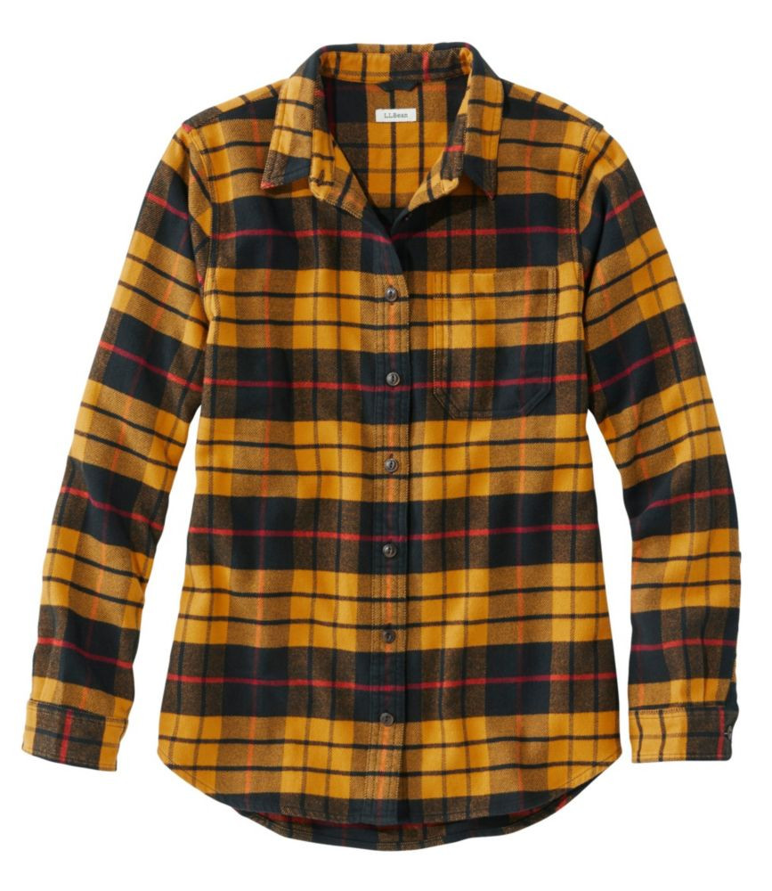 Women's L.L.Bean Organic Flannel Tunic, Plaid Brown S | L.L. Bean