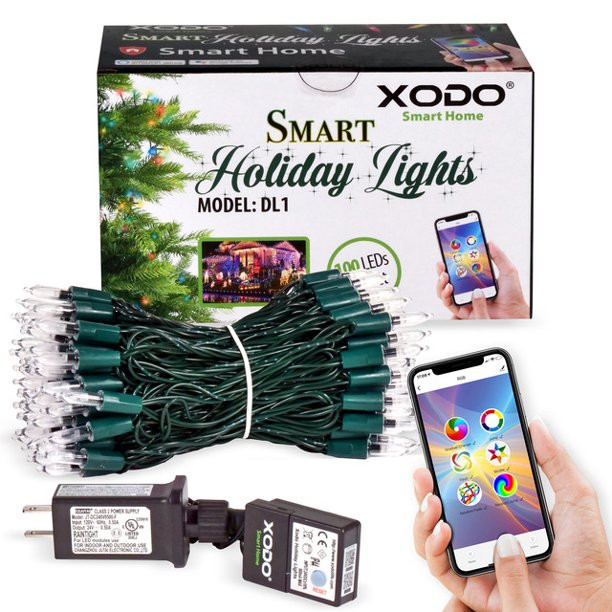 XODO DL1 LED Wi-Fi RGB String Decorative Mood Lights 35 ft. 100 LEDs, Indoor/Outdoor, Waterproof,... | Walmart (US)