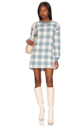 LPA Floyd Sweater Dress in Dusty Blue & Ivory from Revolve.com | Revolve Clothing (Global)
