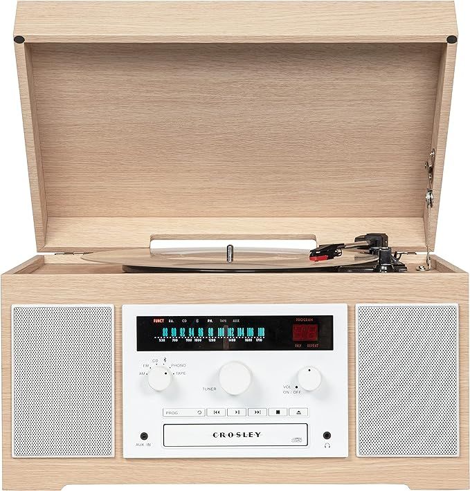 Crosley CR7018A-NA Haydn 3-Speed Turntable with Bluetooth, AM/FM Radio, CD/Cassette Player, and A... | Amazon (US)