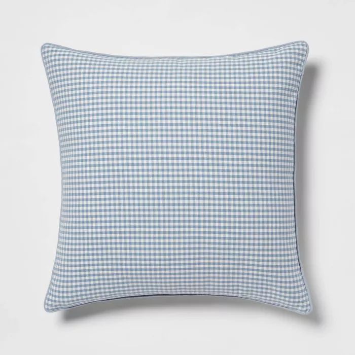 Oversized Woven Gingham Square Throw Pillow Blue/Cream - Threshold&#8482; | Target