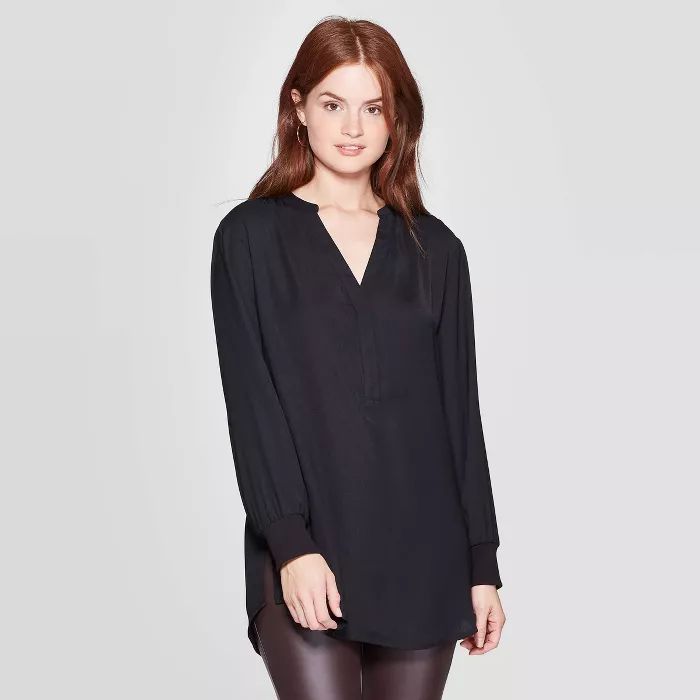 Women's Long Sleeve V-Neck Woven Tunic - A New Day™ | Target