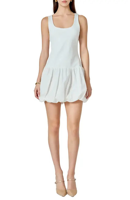 Endless Rose Bubble Hem Sleeveless Minidress in White at Nordstrom, Size Large | Nordstrom