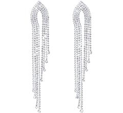 Rhinestone Earrings Dangling for Women Hypoallergenic Long Tassel Drop Dangle Earrings for Weddin... | Amazon (US)