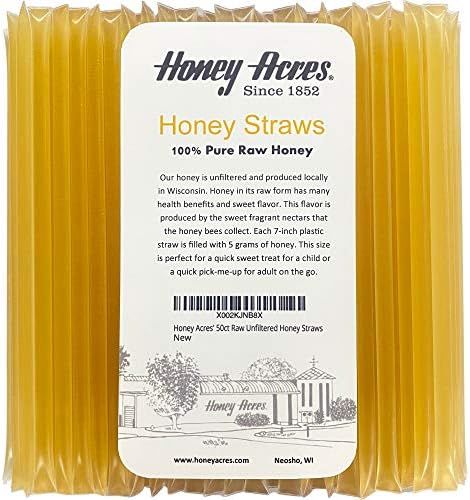 Honey Acres' Raw Unfiltered Honey Straws - USA Honey Sticks (Clover, 50 Count) | Amazon (US)