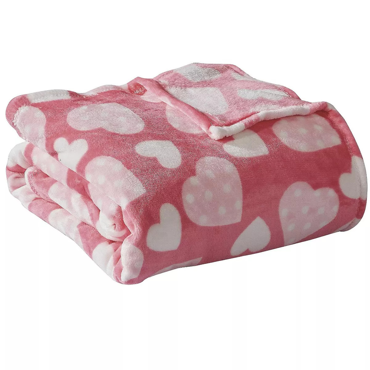 Kate Aurora Valentine's Day Pink Polka Dot Hearts Ultra Soft & Plush Accent Throw Blanket - 50 In... | Target