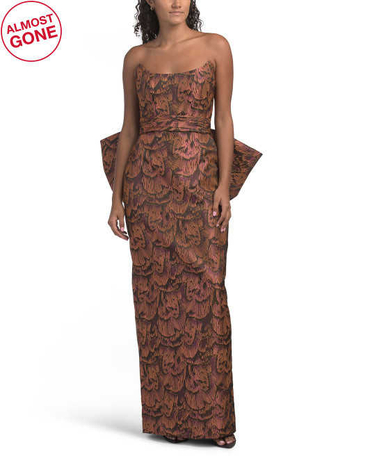 Bow Back Jacquard Gown | TJ Maxx