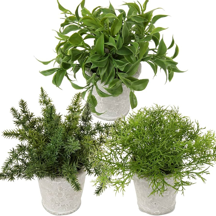 Briful Small Fake Plant Decor Artificial Potted Plants Set of 3 Faux Eucalyptus Rosemary Plants i... | Amazon (US)