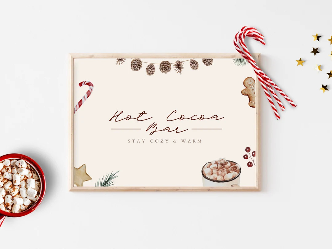 Hot Cocoa Bar Printable Wall Art | Home Decor Print | Christmas Sign | Seasonal Sign | Hot Chocol... | Etsy (US)