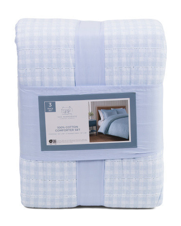 Gingham On Eyelet Comforter Set, Cotton/Polyester | TJ Maxx