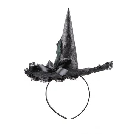 Halloween Mini Glitter Witch Hat Headband, Black | Walmart (US)