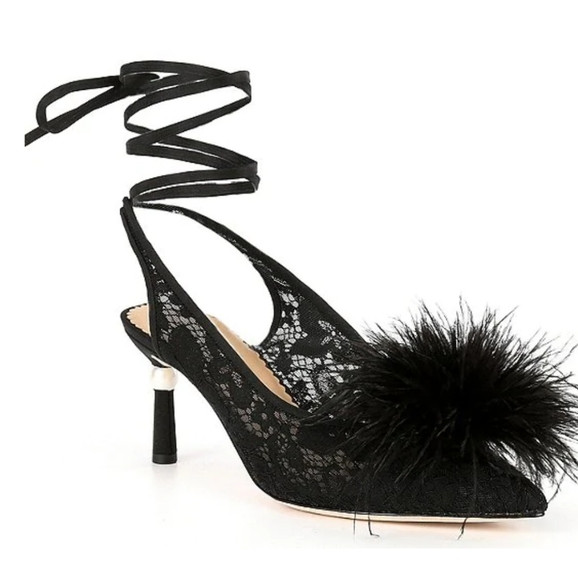 Antonio Melani Nicola Bathie Claire Ostrich Feathers Ankle Wrap Pearl Pu… | Poshmark