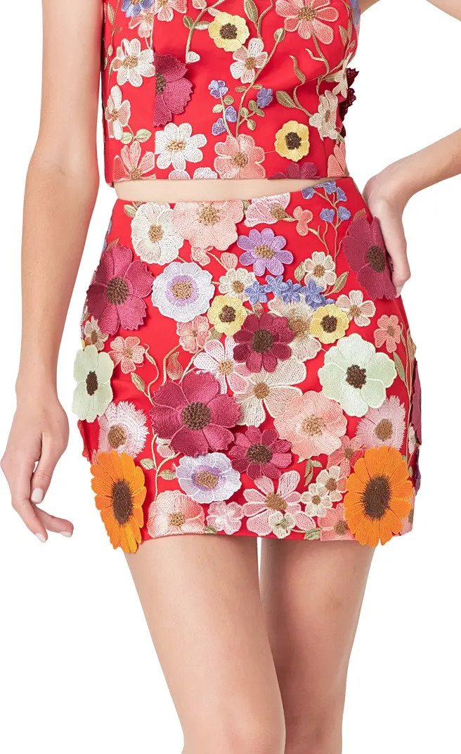 Endless Rose Floral Embroidered Miniskirt | Nordstrom | Nordstrom