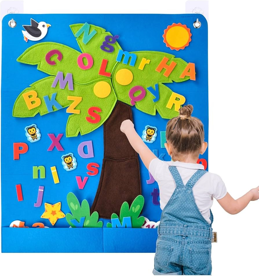 CHEFAN Felt Letter and Number Tree, Coconut Tree Alphabet Game, Felt Story Board Set for Early Ed... | Amazon (US)
