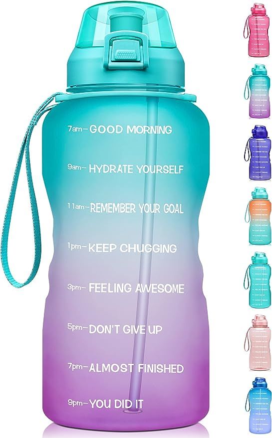 Fidus Large 1 Gallon/128oz Motivational Water Bottle with Time Marker & Straw,Leakproof Tritan BP... | Amazon (US)