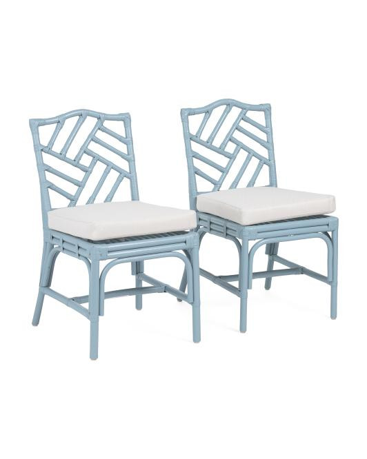 Set Of 2 16.5x31 Alie Rattan Dining Chairs With Cushions | TJ Maxx