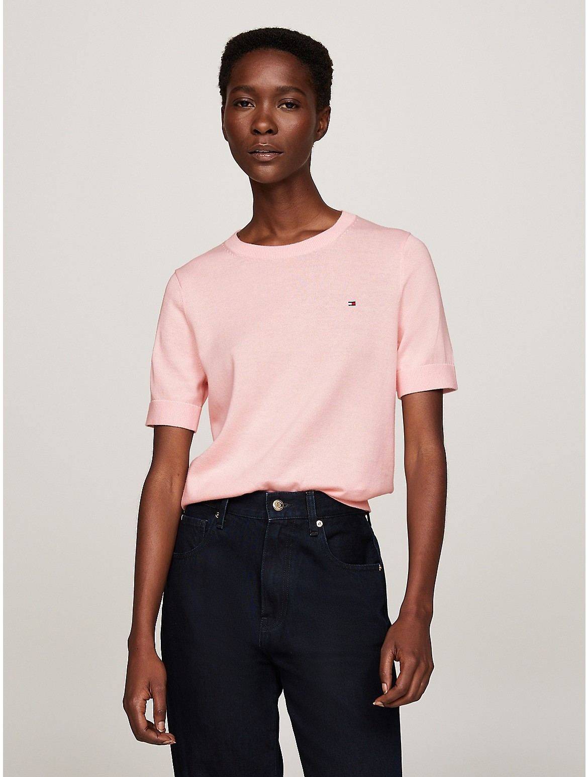 Tommy Hilfiger Women's Organic Cotton Jersey Crewneck Sweater - Pink - XXL | Tommy Hilfiger (US)