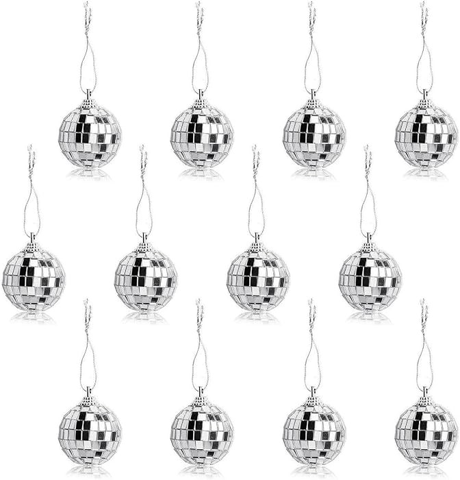 12 Pcs Silver Disco Mirror Ball for Party Decoration, Christmas Tree Wedding Birthday Party Ornam... | Amazon (US)