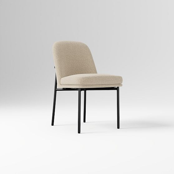 Jack Metal Side Chair, Poly, Chunky Boucle, Sand, Dark Bronze | West Elm (US)