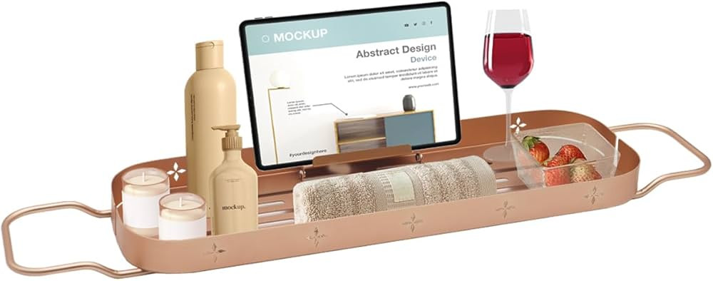 Aluminum Bath Tray for Tub- Never Rusty Bath Tray- Expandable Bathtub- Rose Gold Bathtub Trays fo... | Amazon (US)