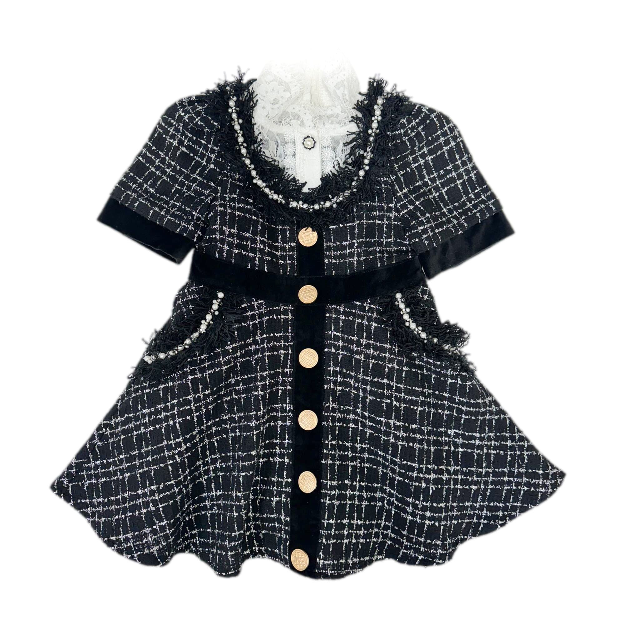 Orea Black and Silver Tweed Dress | petite maison kids