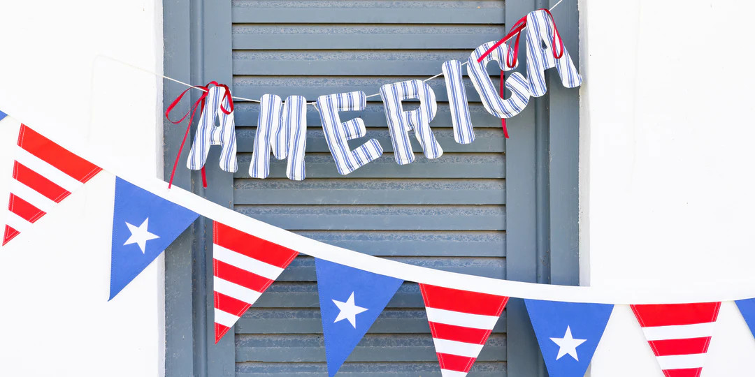 America Ticking Fabric Puffy Banner | My Mind's Eye