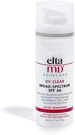 EltaMD UV Clear Facial Sunscreen Broad-Spectrum SPF 46 for Sensitive or Acne-Prone Skin, Oil-free... | Amazon (US)