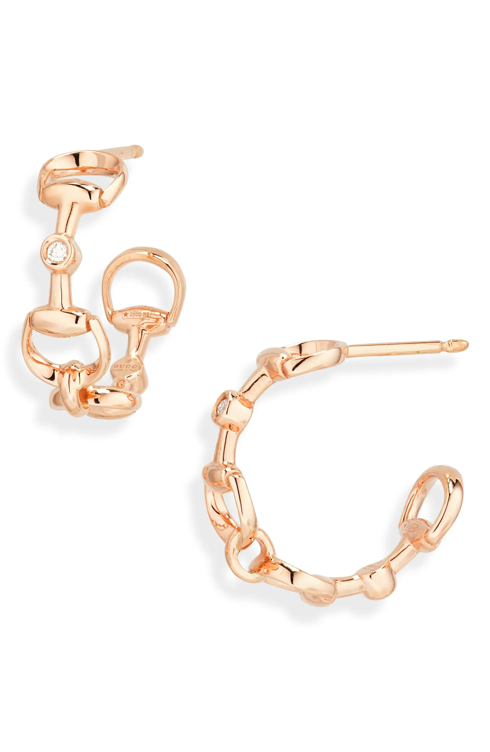 Gucci Horsebit Diamond Hoop Earrings | Nordstrom | Nordstrom