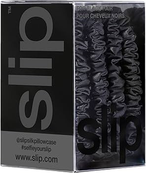 Slip Silk Skinny Scrunchies - Black - 100% Pure 22 Momme Mulberry Silk Scrunchies for Women - Hai... | Amazon (US)