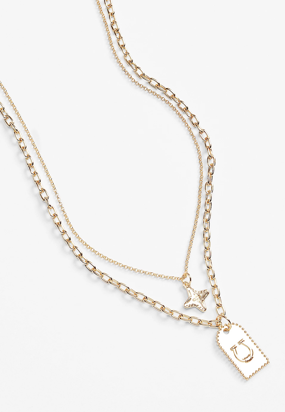 Gold Horseshoe Charm Double Layered Necklace | Maurices
