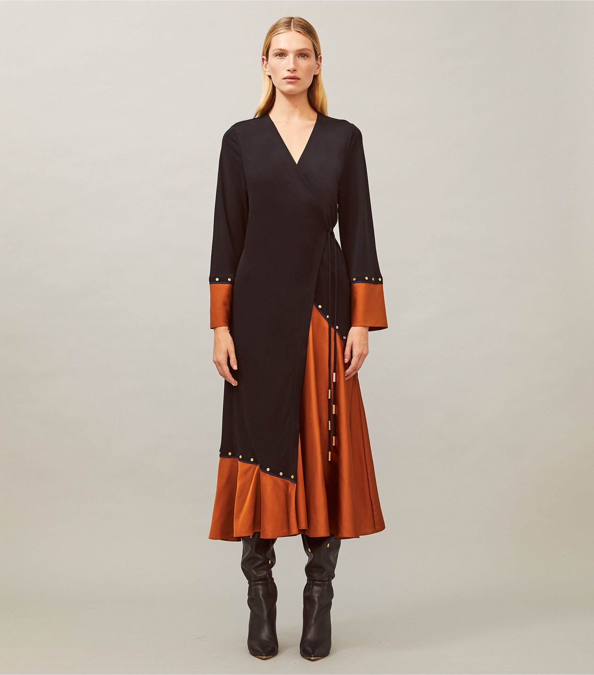 Mixed-Material Wrap Dress | Tory Burch (US)