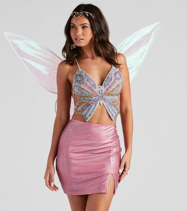 Mystical Glam Butterfly Glitter Crop Top | Windsor Stores