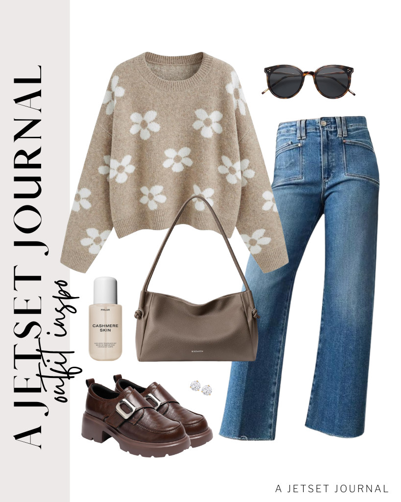 We love the floral details on this cozy CIDER sweater. You can wear it with Astylish wide-leg jeans and brown platform chunky loafers from OTNDK. Style this fit with a BOSTANTEN shoulder bag and SOJOS classic round sunnies. 

 #LTKSeasonal #LTKSaleAlert #LTKTravel