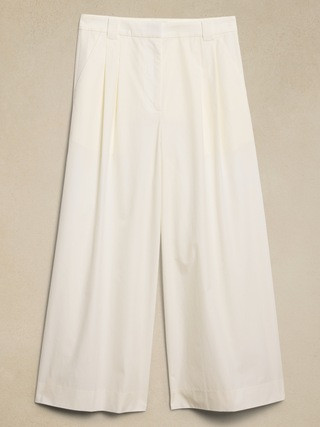 Pleated Wide-Leg Crop Poplin Pant | Banana Republic (US)