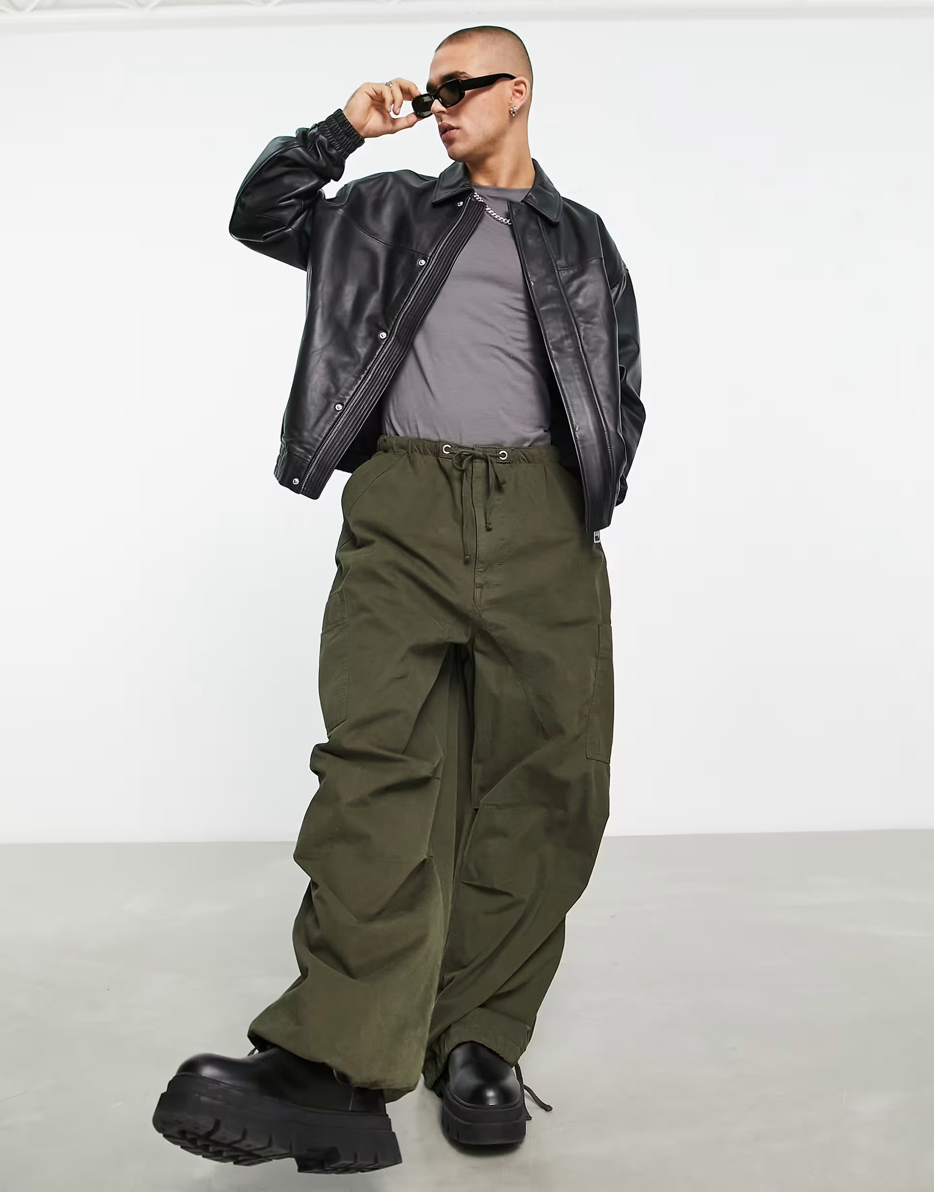 ASOS DESIGN oversized real leather bomber jacket in black | ASOS (Global)