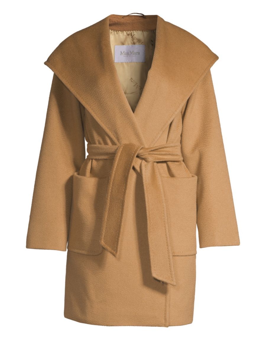 Rialto Camel Hair Hooded Wrap Coat | Saks Fifth Avenue
