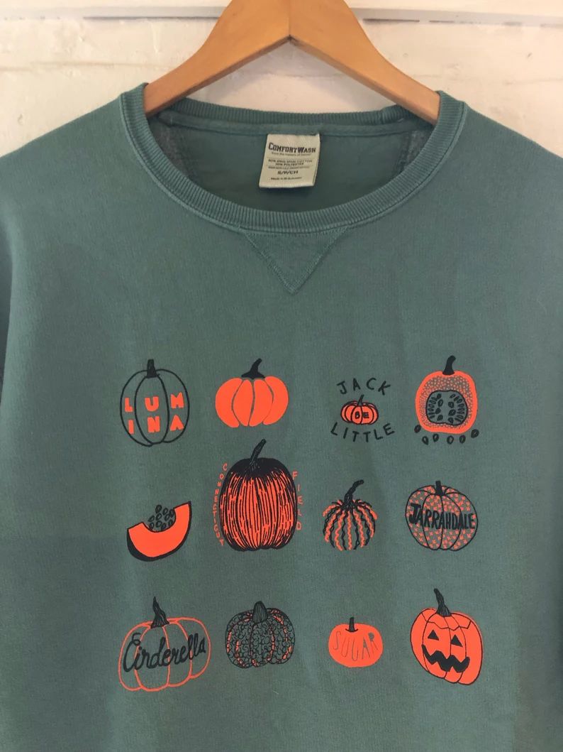 Pumpkin Sweatshirt, Halloween Sweatshirt, Screenprinted Sweatshirt | Etsy (US)