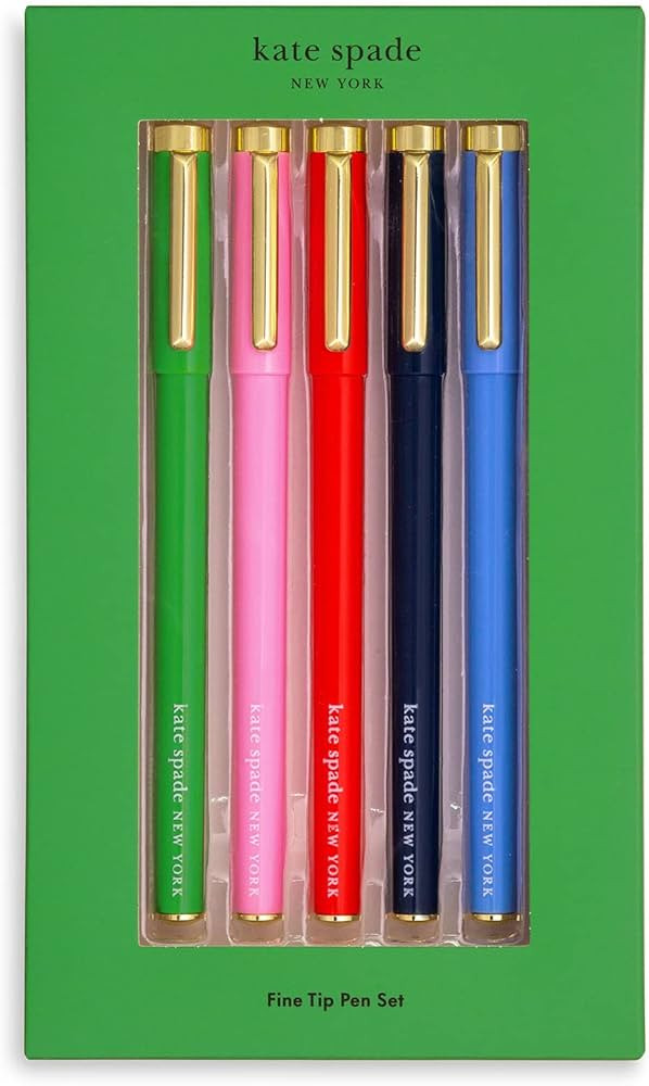 kate spade new york Fine Point Pen Set of 5, Plastic Colorful Pens, Fine Tip Colored Ink Pens for... | Amazon (US)