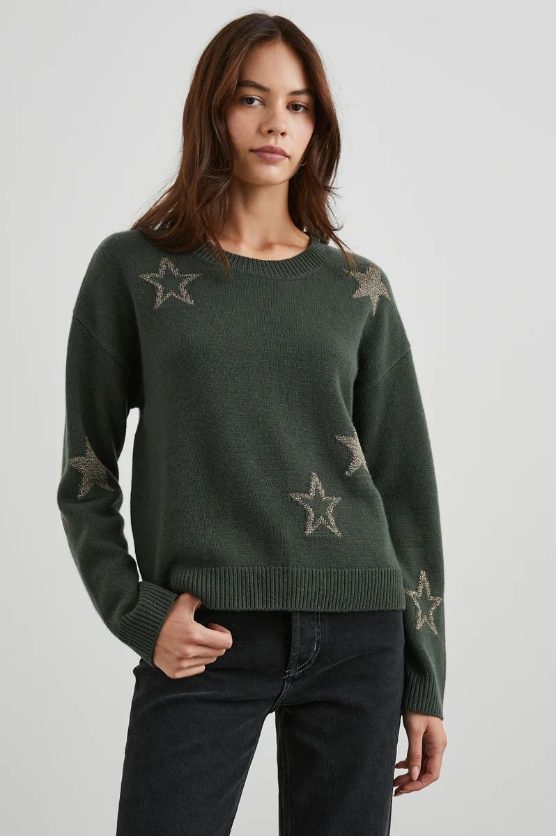 PERCI SWEATER - OLIVE GOLD STARS | Rails