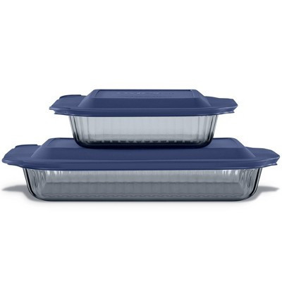Pyrex® 4pc Sculpted Tint Dreams Lidded Baking Dish Set Gray | Target
