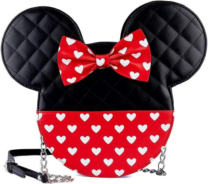 Loungefly MickeyMinnie Valentines Reversible Crossbody Bag BlackRedWhite | Amazon (US)