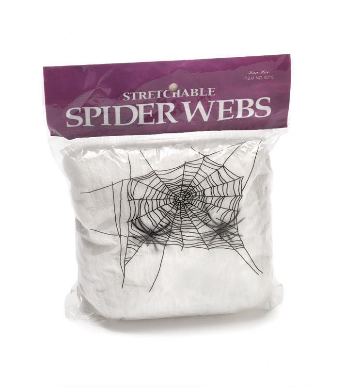 Halloween Decoration Spider Web with 4 Spider White Stretchable Cobwebs - Walmart.com | Walmart (US)