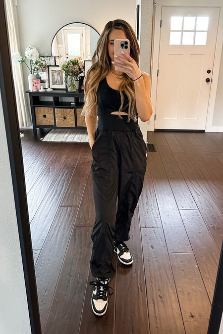 Free People inspired lightweight jumpsuit 🖤 Throw on a jean jacket for the perfect simple spring outfit!

#LTKfindsunder50 #LTKshoecrush #LTKfitness
