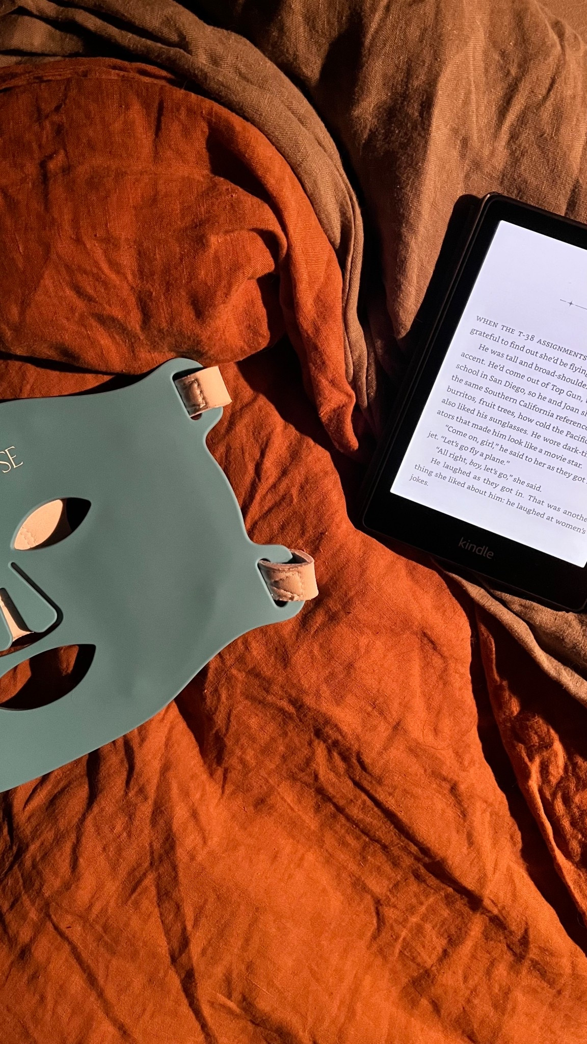 Self care vibes. ✌🏼

My nightly routine with my red light mask and book on my kindle. Cozy in my favorite linen bedding. 

#LTKdayinmylife #LTKselfcare #LTKHome
