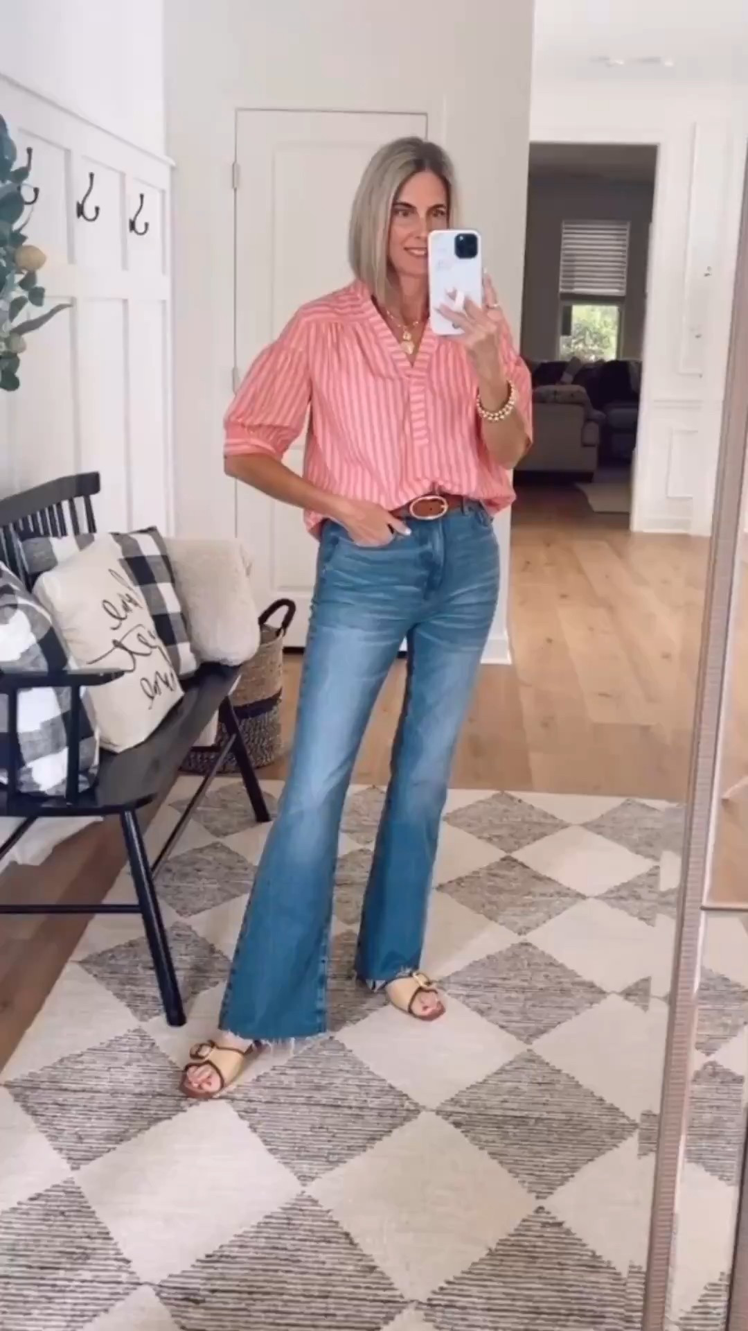 Jeans 50% off! Love the raw hem on these high rise flare jeans. Wearing a 26.

Stripes, eyelet and Amazon, Yes please! 🙌 Love these two fun spring tops! The eyelet top is lined so you don’t have to worry about wearing a cami underneath and they both come in lots of other colors. Wearing a small in both. 

#LTKSeasonal #LTKSaleAlert #LTKOver40