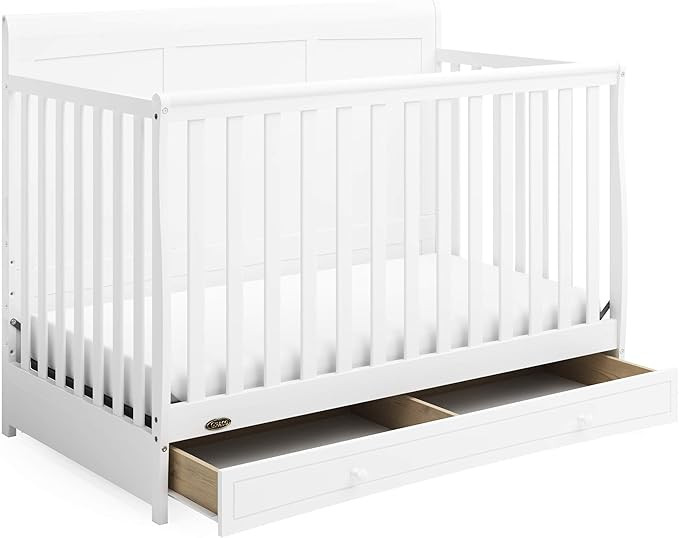 Graco Asheville 5-in-1 Convertible Crib with Drawer (White) – GREENGUARD Gold Certified, Crib w... | Amazon (US)