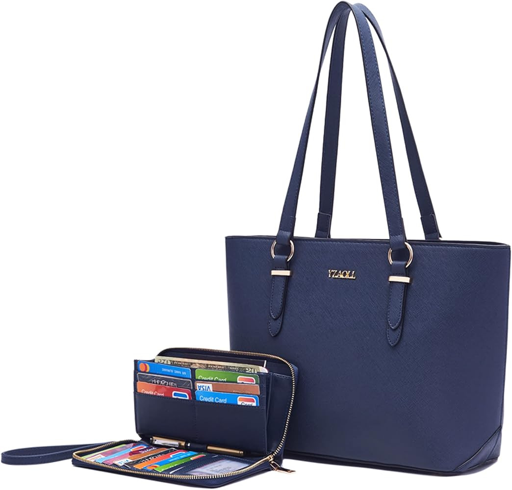 YZAOLL Purses for Women Faux Leather Medium Large Tote Satchel Shoulder Purse Handbag Wallet set | Amazon (US)