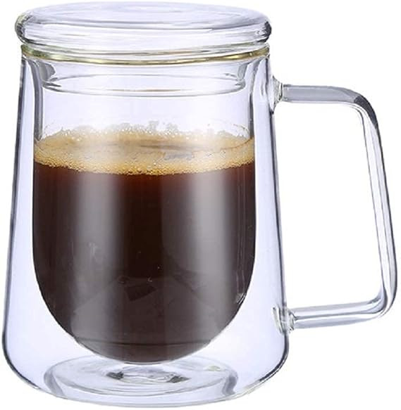 Dusdombr Double Glass Insulated Coffee Mug, A Hollow Mug With Handle and Spoon, 300ml Hot Drink M... | Amazon (US)