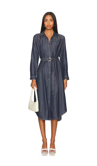 Western Yoke Midi Dress in Dark Denim | Revolve Clothing (Global)